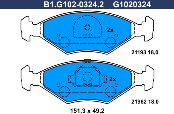 Galfer B1.G102-0324.2 - Kit pastiglie freno, Freno a disco autozon.pro