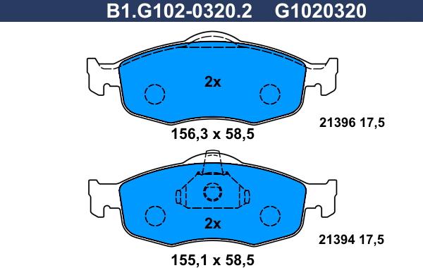 Galfer B1.G102-0320.2 - Kit pastiglie freno, Freno a disco autozon.pro