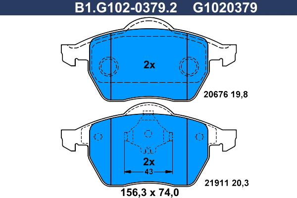 Galfer B1.G102-0379.2 - Kit pastiglie freno, Freno a disco autozon.pro