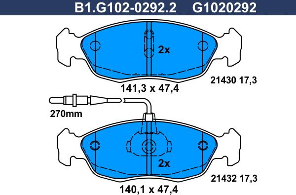 Galfer B1.G102-0292.2 - Kit pastiglie freno, Freno a disco autozon.pro