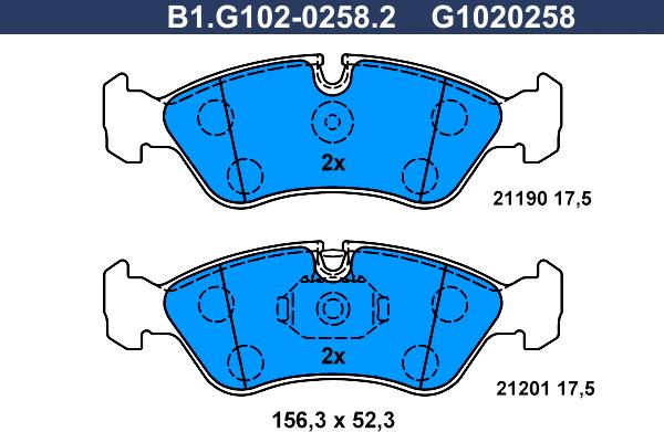 Galfer B1.G102-0258.2 - Kit pastiglie freno, Freno a disco autozon.pro