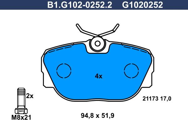 Galfer B1.G102-0252.2 - Kit pastiglie freno, Freno a disco autozon.pro