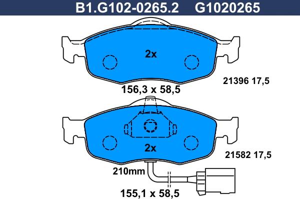 Galfer B1.G102-0265.2 - Kit pastiglie freno, Freno a disco autozon.pro