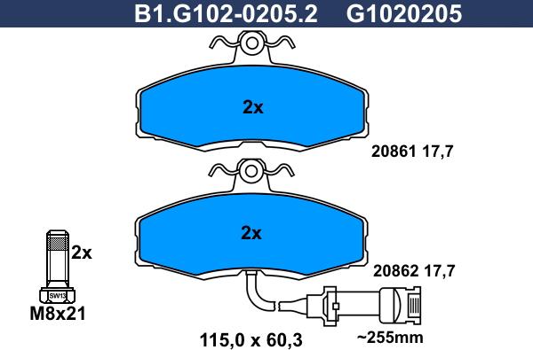 Galfer B1.G102-0205.2 - Kit pastiglie freno, Freno a disco autozon.pro