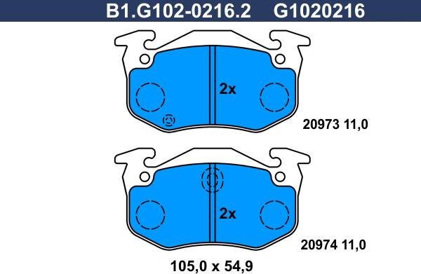 Galfer B1.G102-0216.2 - Kit pastiglie freno, Freno a disco autozon.pro