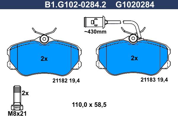 Galfer B1.G102-0284.2 - Kit pastiglie freno, Freno a disco autozon.pro