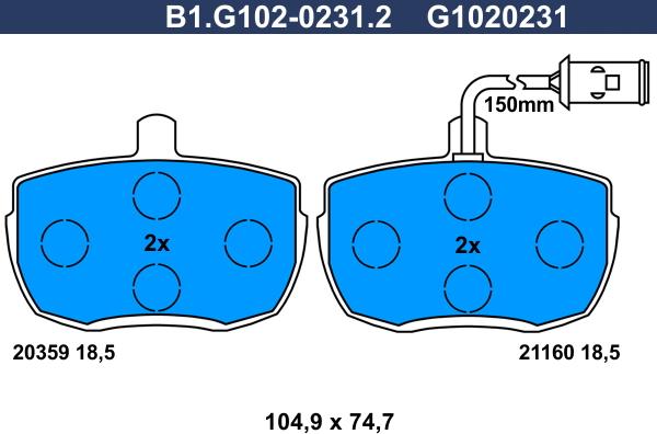 Galfer B1.G102-0231.2 - Kit pastiglie freno, Freno a disco autozon.pro