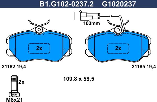 Galfer B1.G102-0237.2 - Kit pastiglie freno, Freno a disco autozon.pro