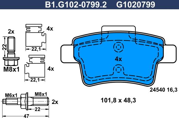 Galfer B1.G102-0799.2 - Kit pastiglie freno, Freno a disco autozon.pro