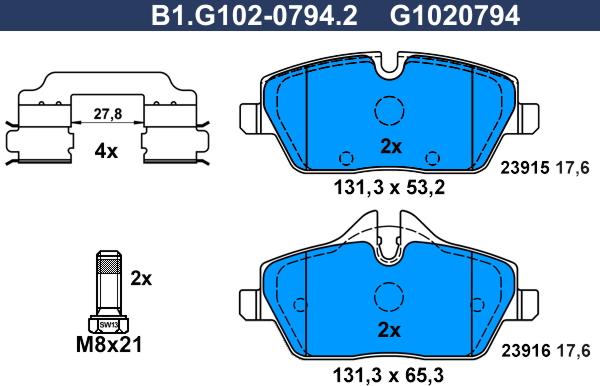 Galfer B1.G102-0794.2 - Kit pastiglie freno, Freno a disco autozon.pro