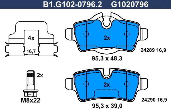 Galfer B1.G102-0796.2 - Kit pastiglie freno, Freno a disco autozon.pro