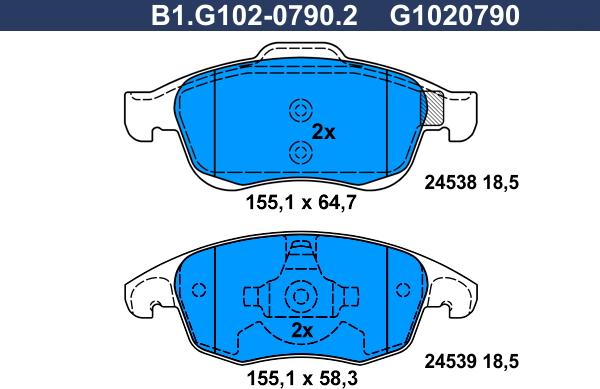 Galfer B1.G102-0790.2 - Kit pastiglie freno, Freno a disco autozon.pro