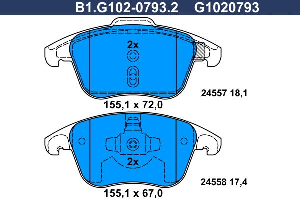 Galfer B1.G102-0793.2 - Kit pastiglie freno, Freno a disco autozon.pro