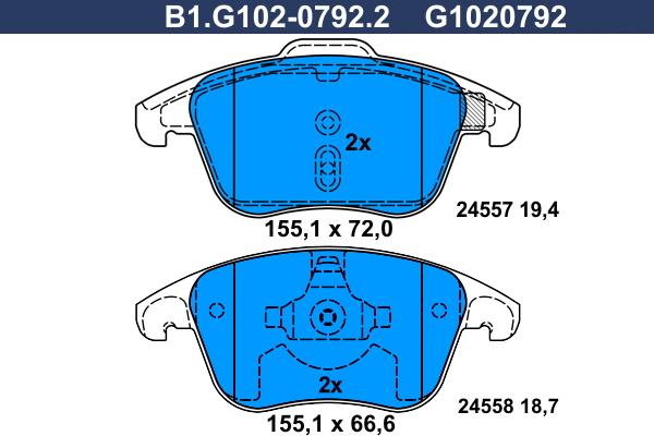 Galfer B1.G102-0792.2 - Kit pastiglie freno, Freno a disco autozon.pro