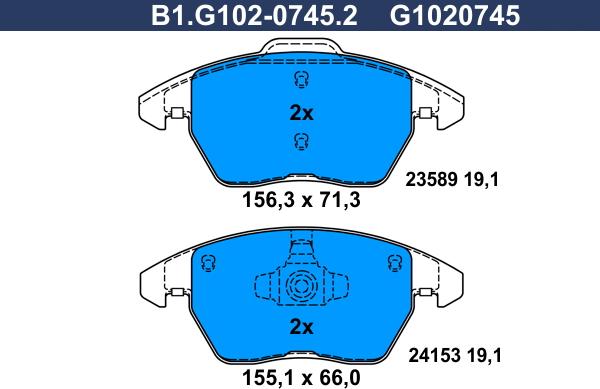 Galfer B1.G102-0745.2 - Kit pastiglie freno, Freno a disco autozon.pro