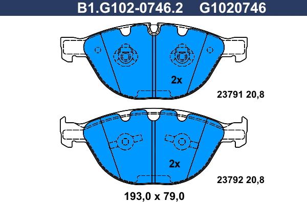 Galfer B1.G102-0746.2 - Kit pastiglie freno, Freno a disco autozon.pro