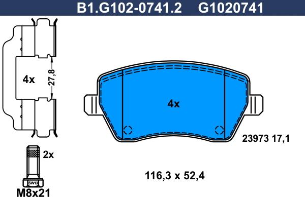 Galfer B1.G102-0741.2 - Kit pastiglie freno, Freno a disco autozon.pro