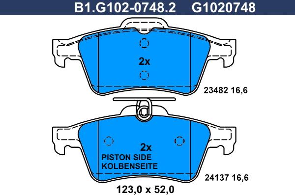 Galfer B1.G102-0748.2 - Kit pastiglie freno, Freno a disco autozon.pro