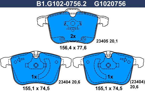 Galfer B1.G102-0756.2 - Kit pastiglie freno, Freno a disco autozon.pro