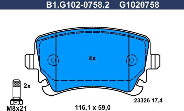 Galfer B1.G102-0758.2 - Kit pastiglie freno, Freno a disco autozon.pro