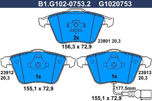 Galfer B1.G102-0753.2 - Kit pastiglie freno, Freno a disco autozon.pro