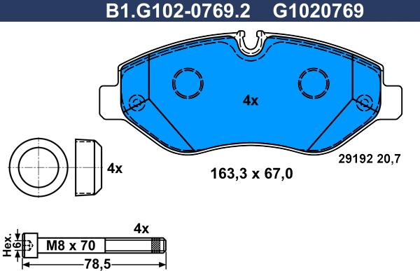 Galfer B1.G102-0769.2 - Kit pastiglie freno, Freno a disco autozon.pro