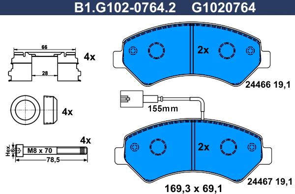 Galfer B1.G102-0764.2 - Kit pastiglie freno, Freno a disco autozon.pro