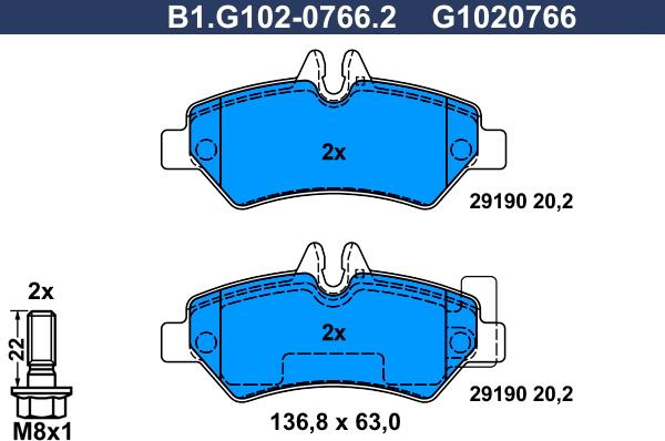 Galfer B1.G102-0766.2 - Kit pastiglie freno, Freno a disco autozon.pro