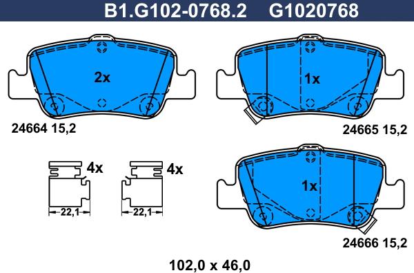 Galfer B1.G102-0768.2 - Kit pastiglie freno, Freno a disco autozon.pro