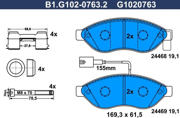 Galfer B1.G102-0763.2 - Kit pastiglie freno, Freno a disco autozon.pro