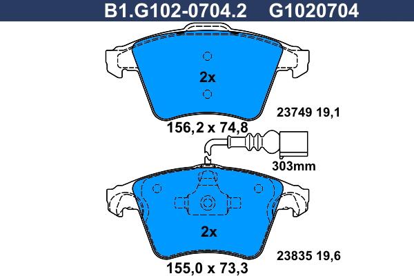 Galfer B1.G102-0704.2 - Kit pastiglie freno, Freno a disco autozon.pro