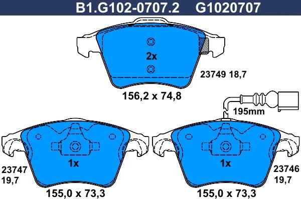 Galfer B1.G102-0707.2 - Kit pastiglie freno, Freno a disco autozon.pro