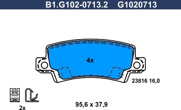 Galfer B1.G102-0713.2 - Kit pastiglie freno, Freno a disco autozon.pro