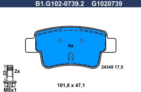 Galfer B1.G102-0739.2 - Kit pastiglie freno, Freno a disco autozon.pro