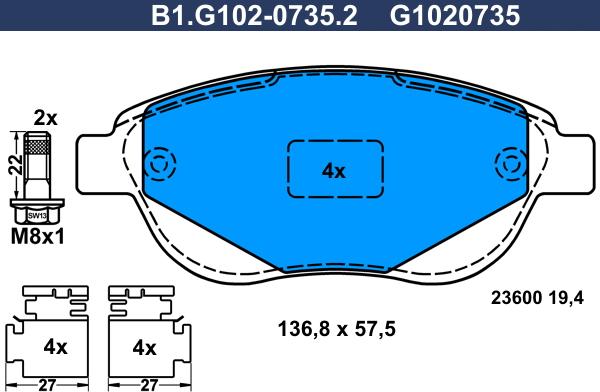 Galfer B1.G102-0735.2 - Kit pastiglie freno, Freno a disco autozon.pro