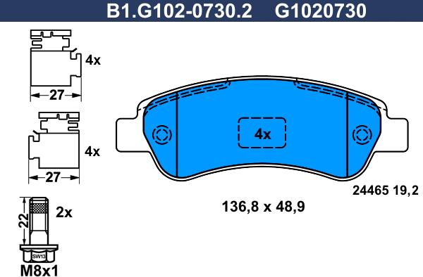 Galfer B1.G102-0730.2 - Kit pastiglie freno, Freno a disco autozon.pro