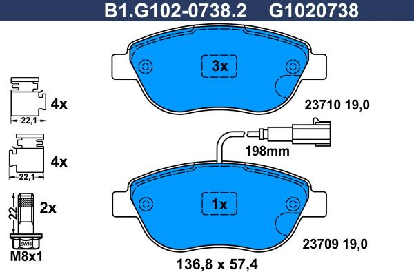 Galfer B1.G102-0738.2 - Kit pastiglie freno, Freno a disco autozon.pro