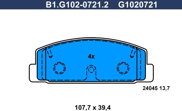 Galfer B1.G102-0721.2 - Kit pastiglie freno, Freno a disco autozon.pro