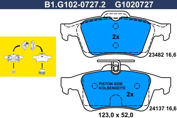 Galfer B1.G102-0727.2 - Kit pastiglie freno, Freno a disco autozon.pro