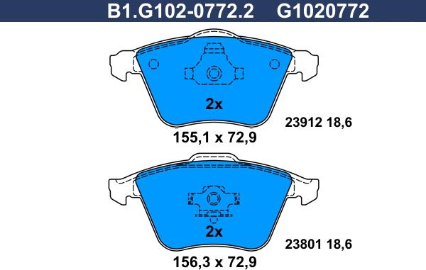 Galfer B1.G102-0772.2 - Kit pastiglie freno, Freno a disco autozon.pro