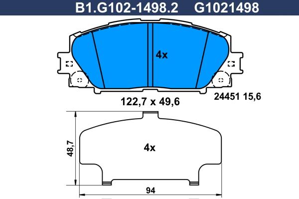 Galfer B1.G102-1498.2 - Kit pastiglie freno, Freno a disco autozon.pro