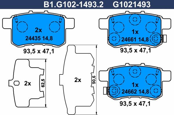 Galfer B1.G102-1493.2 - Kit pastiglie freno, Freno a disco autozon.pro