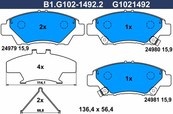 Galfer B1.G102-1492.2 - Kit pastiglie freno, Freno a disco autozon.pro