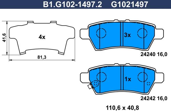 Galfer B1.G102-1497.2 - Kit pastiglie freno, Freno a disco autozon.pro