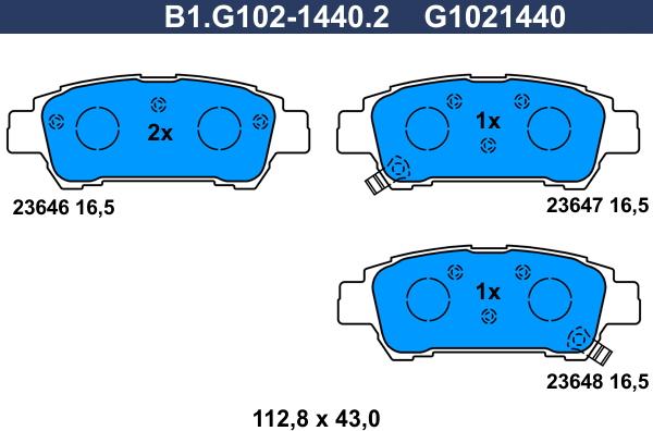 Galfer B1.G102-1440.2 - Kit pastiglie freno, Freno a disco autozon.pro