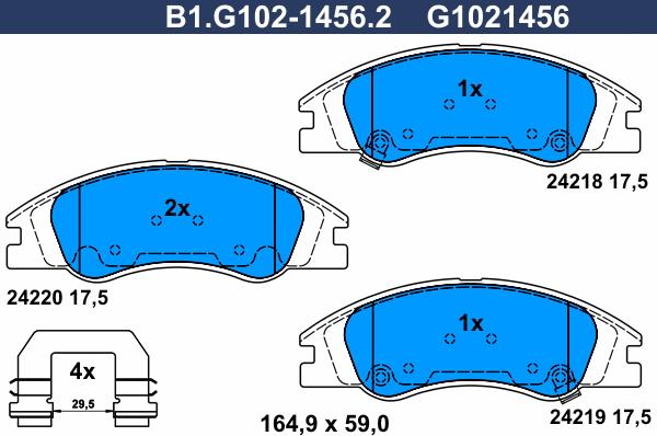 Galfer B1.G102-1456.2 - Kit pastiglie freno, Freno a disco autozon.pro