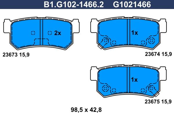 Galfer B1.G102-1466.2 - Kit pastiglie freno, Freno a disco autozon.pro