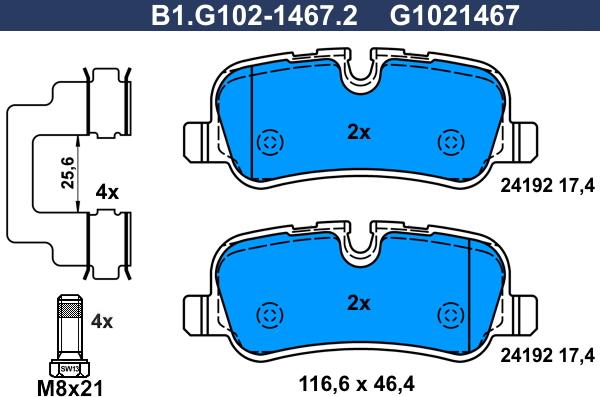 Galfer B1.G102-1467.2 - Kit pastiglie freno, Freno a disco autozon.pro