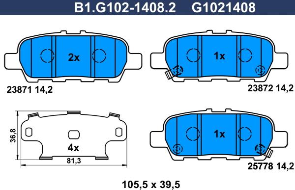 Galfer B1.G102-1408.2 - Kit pastiglie freno, Freno a disco autozon.pro