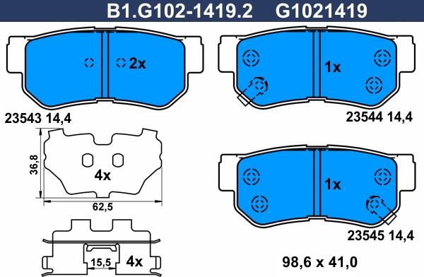 Galfer B1.G102-1419.2 - Kit pastiglie freno, Freno a disco autozon.pro